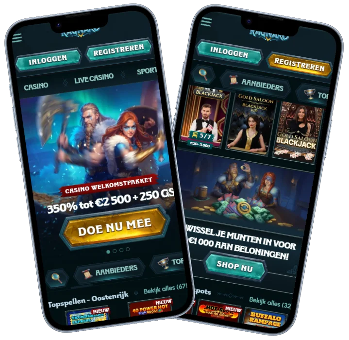 Ragnaro Casino mobiele app met welkomstbonus, live casino en speloverzicht