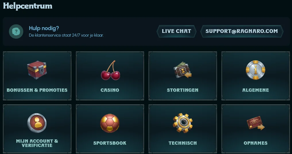 Royalen Casino helpcentrum met live chat, e-mailondersteuning en veelgestelde onderwerpen